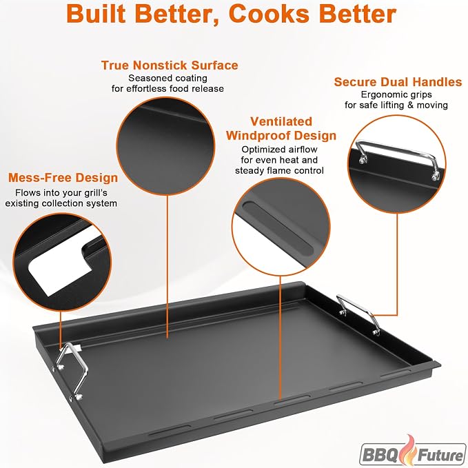 Full Size Griddle Insert for Weber Summit 400 Series E/S 450 440 460 470 Gas Grills With Smoker Box, Heavy Duty Flat Top with Spatula Set for Weber Grill Replacement Parts 67550