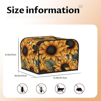 Sunflower Pattern 4 Slice Toaster Cover Wide Slot Dustproof Bread Maker Cover Fingerprint Bakeware Protection Kitchen Appliance Cover Toaster Bag