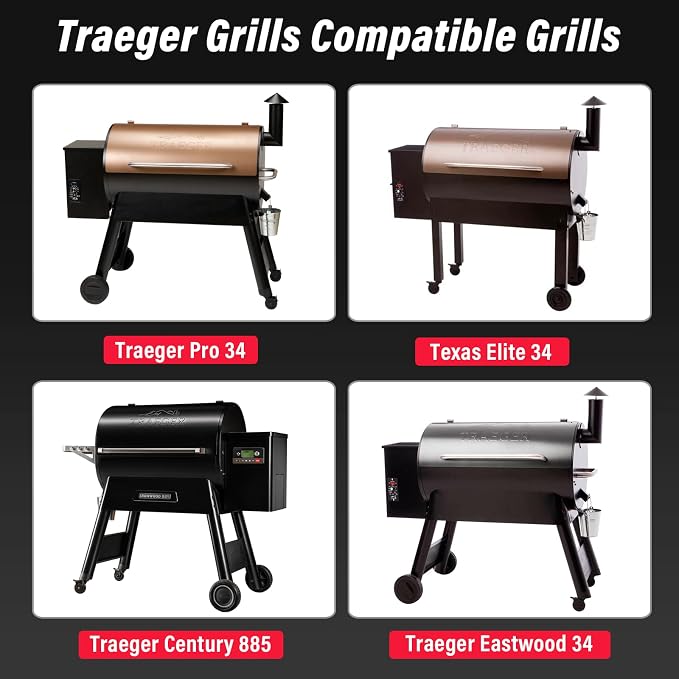 Utheer Folding Front Shelf for Traeger Pro 34, Century 885, Texas Elite 34 Pellet Grills, BAC363 Grill Accessory 37" x 12", Heavy-Duty Steel Table Supports 60 LBS, Foldable Prep & Storage Station