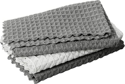 Barista Towel, Extra Thick Waffle Microfiber Coffee Cleaning Cloths, Espresso Machine Accessories for Coffee Bar, Steam Wand, Countertop, Grey, 3-Pack