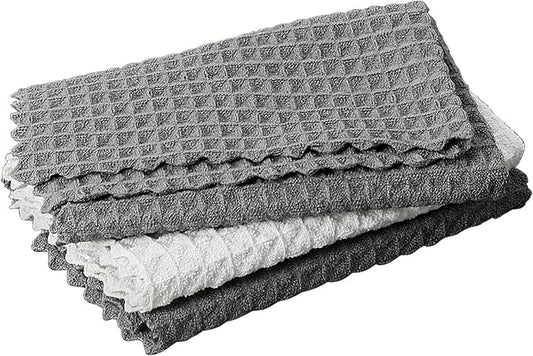 Barista Towel, Extra Thick Waffle Microfiber Coffee Cleaning Cloths, Espresso Machine Accessories for Coffee Bar, Steam Wand, Countertop, Grey, 3-Pack