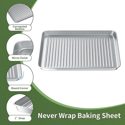 Baking Sheet with Wire Rack Set: 3 Baking Pans + 3 Cooling Racks for Cooking and Baking - Stainless Steel Nonstick Bacon Pans for Oven, Warp Resistant & Heavy Duty & Rust Free