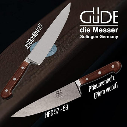 Güde Gude Franz Series Hand Forged Ice Hardened Steel Chef's Knife 8-in, Plumwood Handle, Made in Solingen, Germany Since 1910