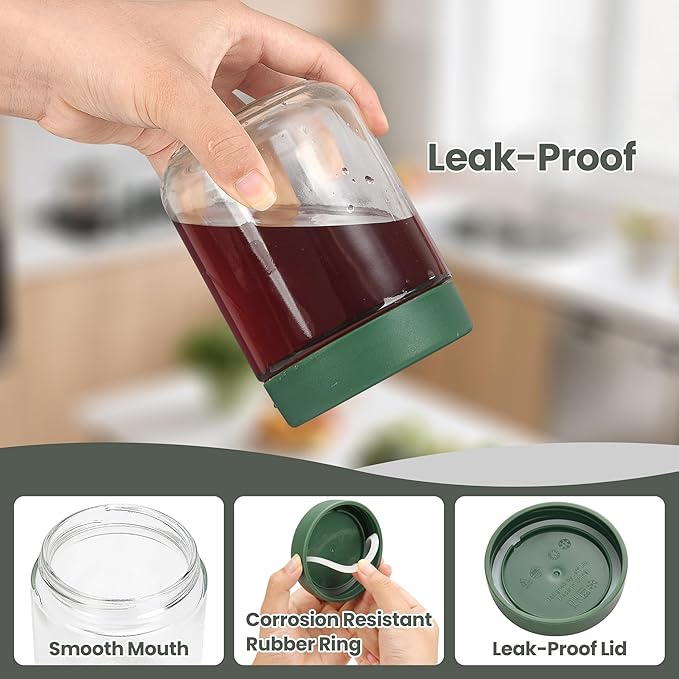 Lulonpon 6-Pack Thick Glass 2oz Mini Mason Jars with Lids - Airtight Condiment Containers, Salad Dressing Cups & Sauce Bottles for Lunch Box, Travel, Pantry Storage ﻿