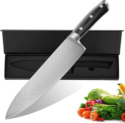 Chef Knife,Super Sharp Professional Kitchen Knife,Ultimate 8 Inch Chef's Knife with Ergonomic Handle, Gift Box for Family & Restaurant (black)
