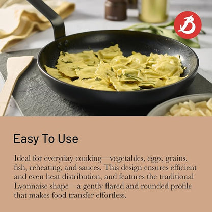 de Buyer CERANOA Ceramic Non-Stick Fry Pan - 12.5” Diameter, 8.7” Cooking Surface - Lyonnaise Design with French-Style Handle - Compatible with All Stovetops - Made in Europe
