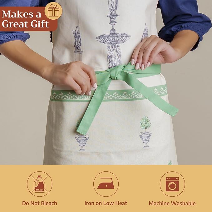 Maison d' Hermine 100% Cotton Apron for women with Pocket Kitchen Chef Apron for Men Cooking Spring Summer