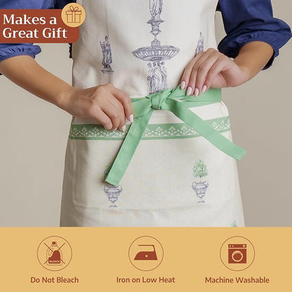 Maison d' Hermine 100% Cotton Apron for women with Pocket Kitchen Chef Apron for Men Cooking Spring Summer