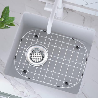Kitchen Sink Bottom Grid Protector, 304 Stainless Steel Sink Grate with Rear Drain Universal Metal Sink Rack 14.6" X 11.2"