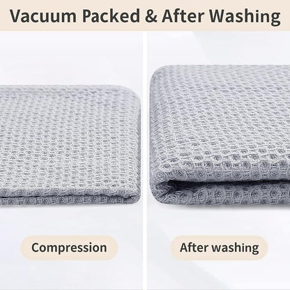 Homaxy 100% Cotton Kitchen Towels and Dishcloths Set, 12 x 12 Inches and 13 x 28 Inches, Set of 12 Bulk Kitchen Towels Set, Ultra Soft Absorbent Dish Cloths for Washing Dishes, Light Gray