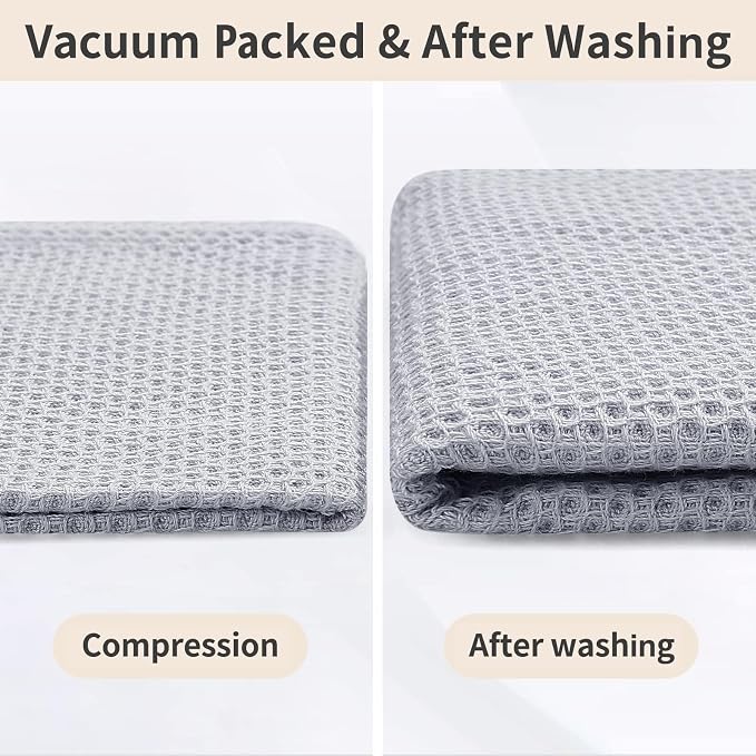 Homaxy 100% Cotton Kitchen Towels and Dishcloths Set, 12 x 12 Inches and 13 x 28 Inches, Set of 16 Bulk Kitchen Towels Set, Ultra Soft Absorbent Dish Cloths for Washing Dishes, Light Gray