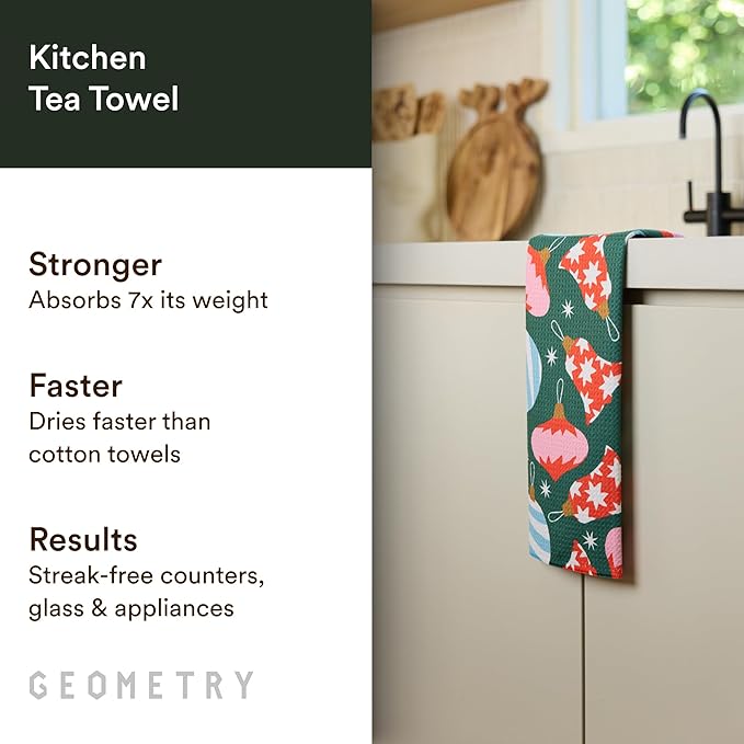 GEOMETRY Christmas Kitchen Towels - Quick Dry Microfiber Cloth Dish Towels for Kitchen Drying - Premium Quick Dry Towel - Ornamenta