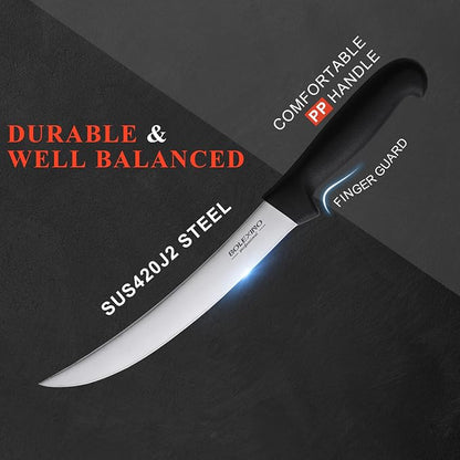 8 Inch Curved Breaking Butcher Knife With Ergonomic Handle, Good Sharpness For Meat Steak Cutting Slicing, High-Carbon Japanese Stainless Steel