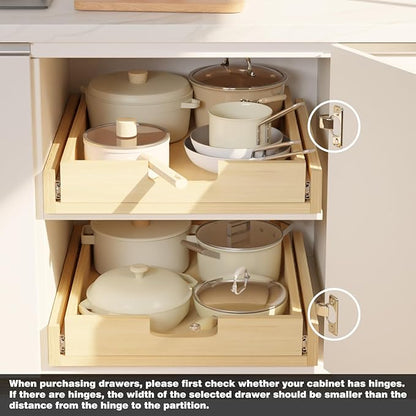Pull Out Cabinet Organizer, 32''W×21''D Sliding Drawers for Cabinets, Soft Close Slide Out Wooden Pull out Drawers, Base Cabinet Organization for Kitchen, Pantry, Bathroom