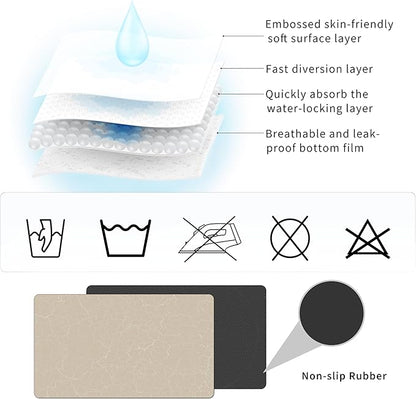 Coffee Maker Mat for Countertop - Coffee Bar Accessories Fit Under Cafe Machine, Rubber Backed Absorbent Pad, Table Mat Under Appliance, Kitchen Counter Dish Drying Mat, 19"x12", Marble Beige