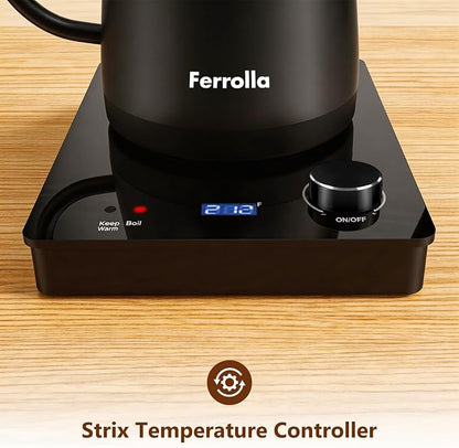 Electric Gooseneck Kettle Black with Digit LED Display and Dial Control, Pour Over Kettle for Coffee & Tea, Hot Water Boiler, Stainless Steel Inner Lid & Bottom, 1300W, 0.8L