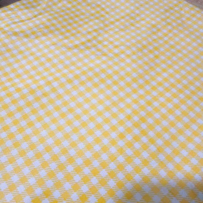 Light Weight Natural Cotton Fabric by the Yard DIY Making Supplies Quilting Patchwork Fabric Fat Quarter Bundles DIY for Quilting Cotton Patchwork Cushions (Yellow Small Square, 1 Yard)