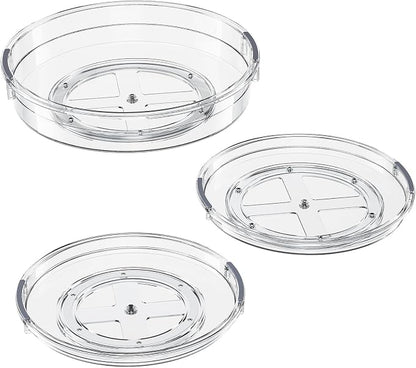 LAMU 3 Pack Lazy Susan Organizer Turntable for Cabinet, Pantry Organizers and Storage, Rotating Condiment Organizer for Kitchen, Table Top, Fridge, Countertop, Spice Organization, 9.25'' 10.6'' 12''