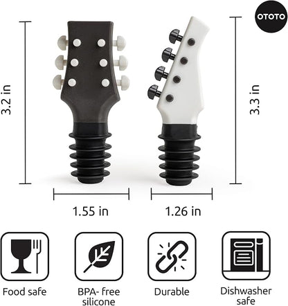 OTOTO Guitar Wine Stoppers Set - Wine Cork, Wine Cap - Unique Kitchen Gadgets, Cooking Gifts for Women, Kitchen Essentials, Kitchen Utensils, Funny Gift, Kitchen Accessories - (Cork n' Roll)