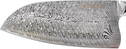 Ketuo Professional Chef Knife Damascus Carbon Steel with Laser Pattern Blade and Black Pakka Wood (7 Inch Cleaver Knife)