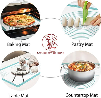 Silicone Pastry Mat for Dough Rolling, Silicone Baking Mat with Measurement, Nonslip Fondant/Pie Crust Mat for Making Cookies Macarons Baking Tools 32 x 24 Inch