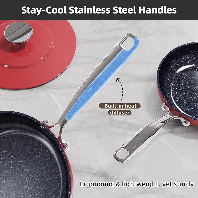 Nuwave Lux 13pc Forged Lightweight Cookware Set PFAS Free, Healthy G10 Duralon Ceramic Coating, Ultra Non-Stick, Stay-Cool Handles, Works on All Cooktops & Induction Ready
