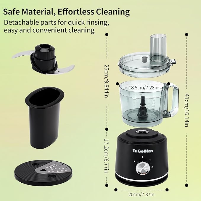 7-in-1 Multifunctional Food Processor with 68oz Processing Bowl,51oz Glass Blender,6.7oz Glass Grinder, Kneading/Chopping/Shredding/Slicing/French Fry Blades for Vegetables,Fruits,Coffee Bean