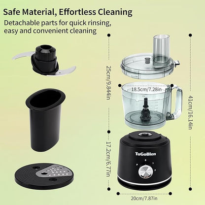 7-in-1 Multifunctional Food Processor with 68oz Processing Bowl,51oz Glass Blender,6.7oz Glass Grinder, Kneading/Chopping/Shredding/Slicing/French Fry Blades for Vegetables,Fruits,Coffee Bean