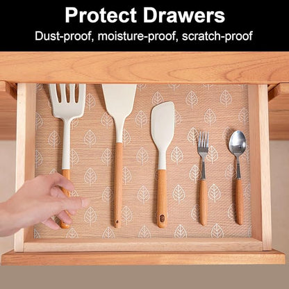 Cooyes Shelf Liner Drawer Liners, Shelf Liners for Kitchen Cabinets, Non-Adhesive Cabinet Liner, EVA Waterproof Non-Slip Refrigerator Liners for Kitchen Drawers（11.8" W x 118" L）