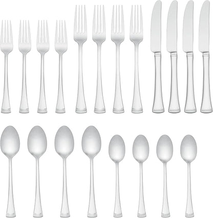 Lenox Silverware Set, Portola Mirror 20 Piece Flatware Set, Service For 4, 18/10 Stainless Steel, Dishwasher Safe, Flatware Cutlery Sets, Utensils, Knives Spoons and Forks, Home (Silver, 20 Pieces)