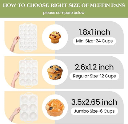 2 Pcs Jumbo Muffin Pan with Metal Frame Nonstick 6 Cup Extra Large Silicone Cupcake Pan for Baking, Deep Jumbo Muffin Tray for Egg Bites Muffins, Confetti Color Cream Gifts for Mom Home Baker