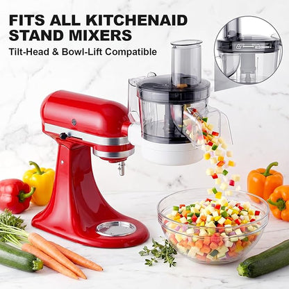 COFUN 5-in-1 Food Processor for KitchenAid | Multifunctional Chopper Attachment, Dicing/Slicing/Shredding/Strip Cutting/Sauce Discs, Storage Case