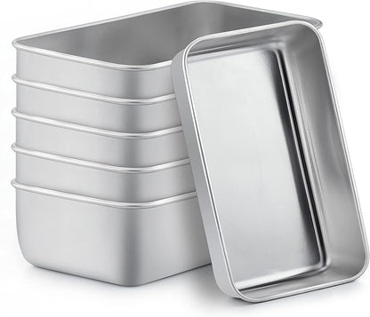 TeamFar Loaf Pans for Baking, 9 × 5 Inch Stainless Steel Loaf Bread Pans Tins for Homemade Bread/Brownies, Healthy & Sturdy, Oven & Dishwasher Safe - Set of 6