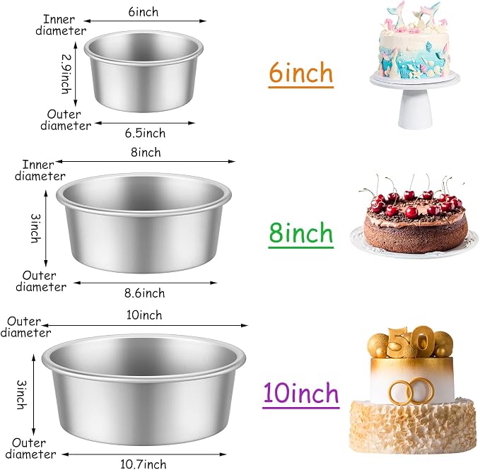 Mumufy 9 Pieces Round Cake Pans Aluminum Set Non Stick Small Cake Pans Sets Round Cheesecake Baking Tools for Home Party Baking Supplies(6 Inch, 8 Inch, 10 Inch)