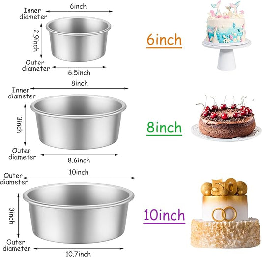 Mumufy 9 Pieces Round Cake Pans Aluminum Set Non Stick Small Cake Pans Sets Round Cheesecake Baking Tools for Home Party Baking Supplies(6 Inch, 8 Inch, 10 Inch)