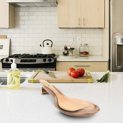 VanlonPro Stainless Steel Spoon Rest, Spatula Ladle Holder, Stainless Steel Utensil Spoon Rest Holder, Brushed Finish, Dishwasher Safe 9.8 x 3.7 Inch (Rose Gold 1PC)