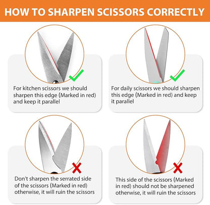 Longzon 6-in-1 Knife Sharpener 5 Stage with Cut-Resistant Glove, Manual Kitchen Tool for Straight & Serrated Knives, Quickly Sharpens Restores & Polishes Dull Blades Safe for Home Kitchen, Navy+Orange