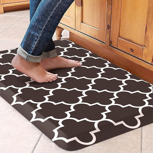 WISELIFE Anti Fatigue Floor Mat - 4/5 Inch Kitchen Mat Non Slip Waterproof Heavy Duty Ergonomic Comfort Mat Durable for Home, Office, Sink, Laundry,(17.3" x 28", Chocolate)