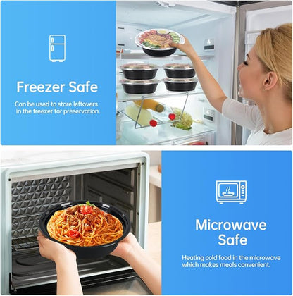 50 Pack (100 Pieces) 32oz Meal Prep Containers with Lids, Reusable Plastic Food Storage & Take Out Boxes - BPA-Free, Leakproof, Microwave, Dishwasher, Freezer Safe for Lunch, To Go