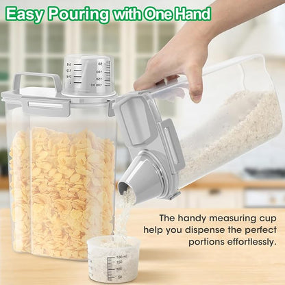 TBMax Rice Storage Container 3 to 5 Lbs - Small Pet Dog Cat Food Container Dispenser with Easy Pouring Spout & Cup, Portable Cereal Container for Small Spaces, Travel, or Daily Use
