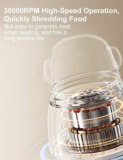 Baby Food Maker, Creamy White Mini Baby Food Blender, 10oz Food Puree Maker, Small Baby Food Processor for Fruit Vegetable Meat, 8-Second Quick Soft Food Prep，BPA-Free