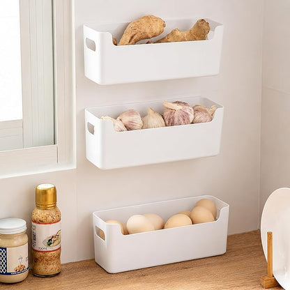 3 Pcs Kitchen Cabinet Door Organizer, Adhesive Mount Inside Cabinet Door Storage, Under Sink Storage Shelf for Kitchen,Bathroom,Office (White)