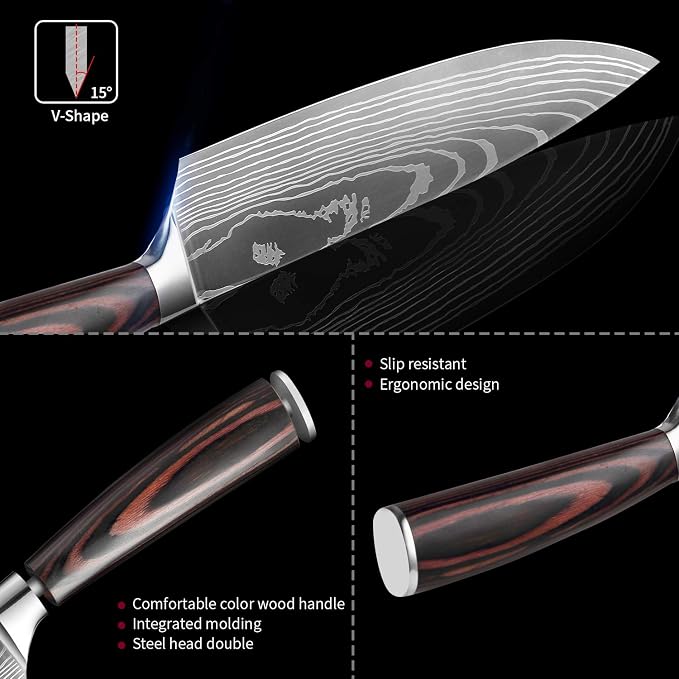 XITUO 8-Piece Knife Set for Kitchen, High Carbon Stainless Steel Ultra Sharp Chef Knives, Ergonomic Pakkawood Handle, Complete Cooking Knife Set in Gift Box