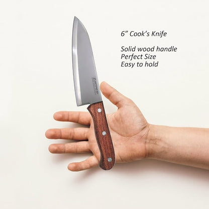 Chef Knife 6 Inch - MATTSTONE HILL Cook's Knife, Kitchen Knife, High Carbon Stainless Steel, Wood Handle