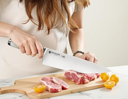 BRODARK White Knife Set with Block, 15-Piece German Stainless Steel Kitchen Knife Set with Sharpener, Ultra Sharp Full Tang Blades, Modern Luxury Knives for Everyday Cooking & Gifts