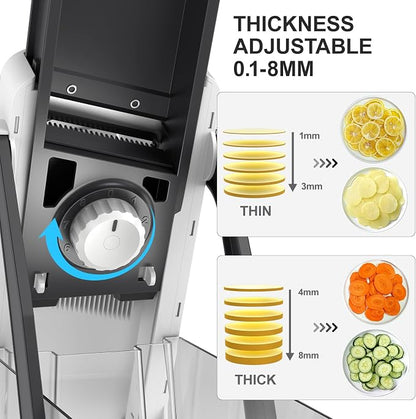 4th Gen Safe Mandoline Slicer For Kitchen, AdjustableThickness 0.1-8 mm Professional Vegetable Slicer For Food, Fruit Slices, Potato Chips, Fast Meal Prep (Only Slice)