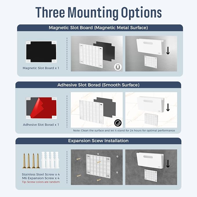loukin Magnetic File Holder - 13"×5.9" Vertical Wall Mount Organizer for Whiteboard, Refrigerator, Office Wall, Documents, Letters (White)