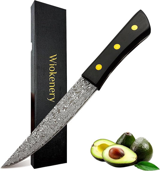 Chef Knife 6 Inch,Light Kitchen Knife, Ideal for All-Around Food Preparation with Damascus Steel Knife,Ultra Sharp Japanese Knife with Ergonomic Handle