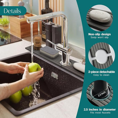 eormoe Diatomite Stone Sink Candy - Instant Dry Stone Sink Tray around Faucet, Prevents Moisture Buildup - Faucet Splash Guard for Bathroom Counter (Dark Grey, 20" x 3.9")