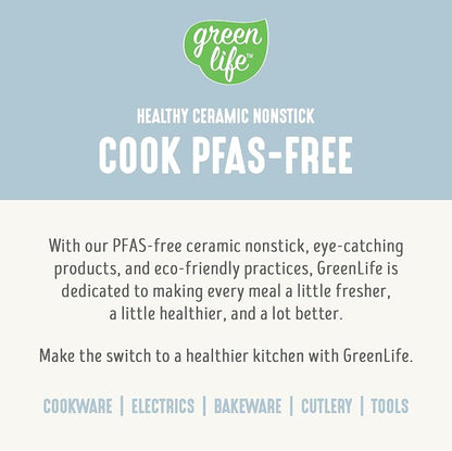 GreenLife 8 Piece Ceramic Nonstick Cookware Set, Induction Suitable Non Toxic PFAS-Free Pots & Pans, Dishwasher Safe, Cooking Set, Stock Pot, Saucepans & Frying Pans, Kitchen Cooking, Light Blue